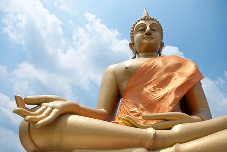 Big Buddha statue and Blue Sky in Wat thai, Bangkok, Thailand  の写真素材