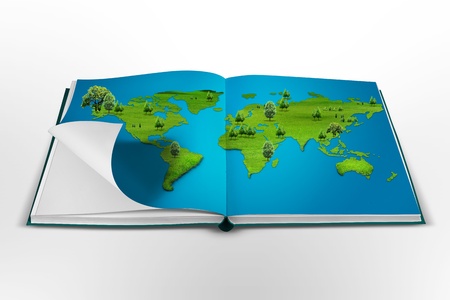 open book with the world mapの写真素材