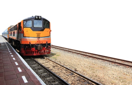 Train by the railway stationの写真素材