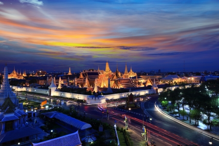 Grand palace at twilight in Bangkok, Thailandの写真素材