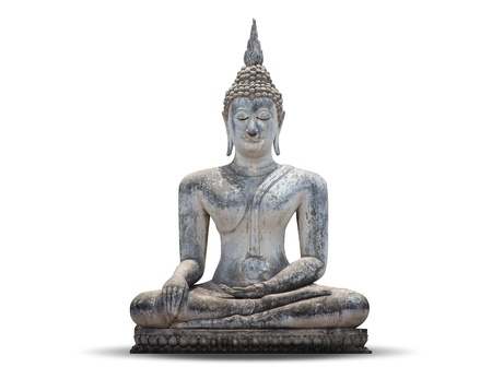 White Buddha, isolated against white backgroundの写真素材