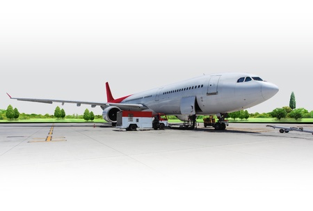 Airplane preparing to flightの写真素材