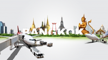 Travel in Bangkok, concept panorama landscapeの写真素材