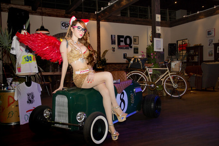 BANGKOK - April 5  Natnicha Sakoncharupong on display at The 35th Bangkok International Motor Show on April 5, 2014 in Bangkok, Thailand のeditorial素材