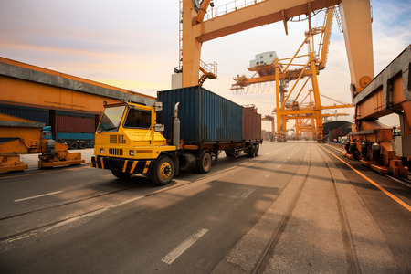 Containers in the portの写真素材