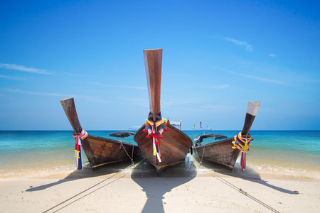 long boat on island in Thailand