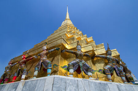 Giant statue of a beautiful Pagoda in Wat Phra Kaew, Thailandの写真素材