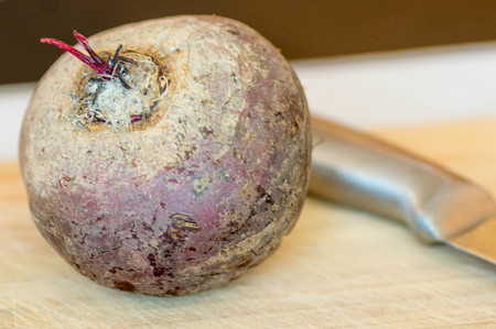 Close up top view of a beetroot with a spring