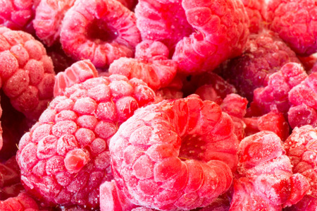 Frozen raspberry fruits