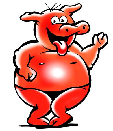 Fat Red Pig Mascot In A Thongの写真素材