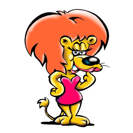 Female Lion Mascot Wearing A Pink Dressの写真素材