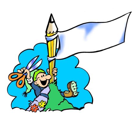 Clipart Guy On The Top Of The Mountainの写真素材