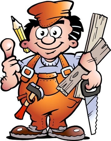 Hand-drawn Vector illustration of an Carpenter Handymanのイラスト素材