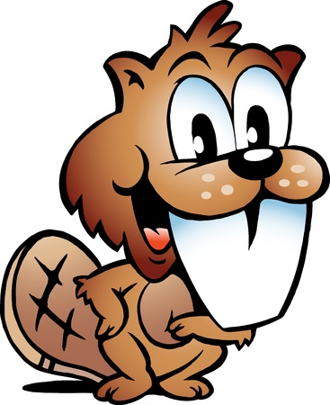 Hand-drawn Vector illustration of an Happy Beaverのイラスト素材