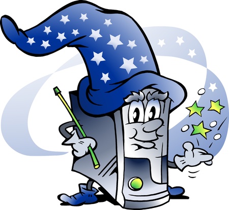 Hand-drawn Vector illustration of an Wizard Computer Repairmanのイラスト素材