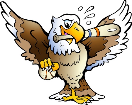 Hand-drawn Vector illustration of an Eagle Playing Baseballのイラスト素材