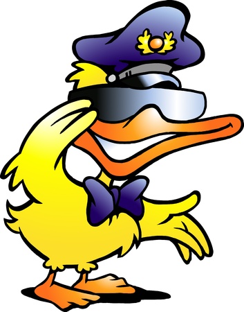 Hand-drawn Vector illustration of an Duck in uniformのイラスト素材