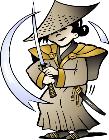 Hand-drawn Vector illustration of an Japanese Samuraiのイラスト素材