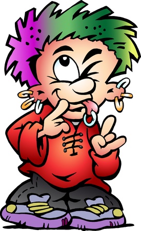 Hand-drawn Vector illustration of an Punk Boy のイラスト素材
