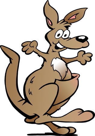 Hand-drawn illustration of an Happy Kangarooのイラスト素材