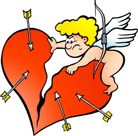 Hand-drawn  illustration of an Angry Amor Angel Boy  のイラスト素材