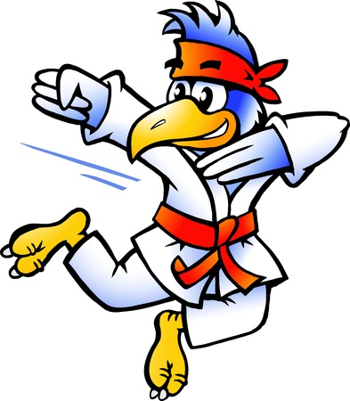 Hand-drawn illustration of an Bird Practices Self-Defense のイラスト素材
