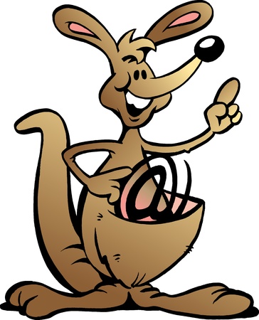 Hand-drawn illustration of an Kangaroo with an Internet Signのイラスト素材