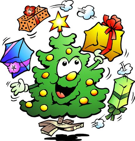Hand-drawn illustration of an Christmas Who Juggle Gifts のイラスト素材