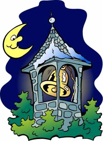 Hand-drawn illustration of an church towerの写真素材