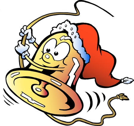 Hand-drawn illustration of an happy swinging christmas bellの写真素材