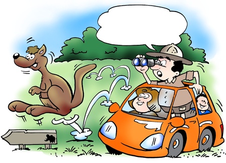 The family on safari tour in their own carの写真素材