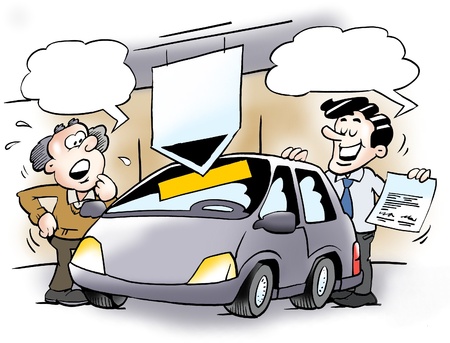 A car salesman and a customerの写真素材