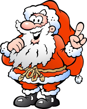 Hand-drawn Vector illustration of an Happy Santa Pointingのイラスト素材
