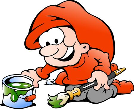 an elf with paint bucket and paintbrushの写真素材