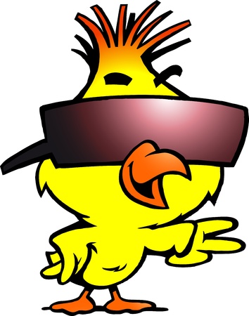 Hand-drawn Vector illustration of an smart chicken with cool sunglassのイラスト素材