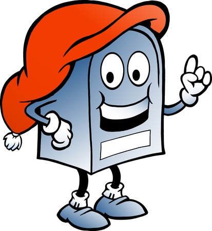 Hand-drawn Vector illustration of an blue Christmas Mailboxのイラスト素材
