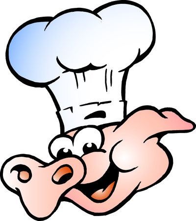 Hand-drawn Vector illustration of an Chef Pig Headの写真素材