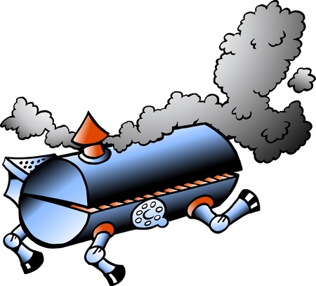 Hand-drawn Vector illustration of an running BBQ barrelの写真素材