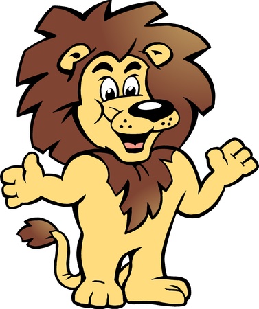 Hand-drawn Vector illustration of an Happy Proud Lion King, there welcomes Youのイラスト素材