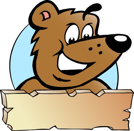 Hand-drawn Vector illustration of an Happy Proud Brown Bear - Logo Designのイラスト素材