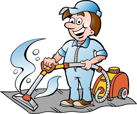 Hand-drawn Vector illustration of a Happy Carpet Cleaner のイラスト素材
