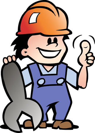Hand-drawn illustration of an Happy Mechanic or Handymanのイラスト素材
