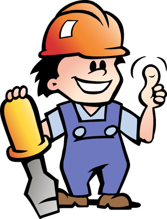Hand-drawn illustration of an Happy Mechanic Handymanのイラスト素材