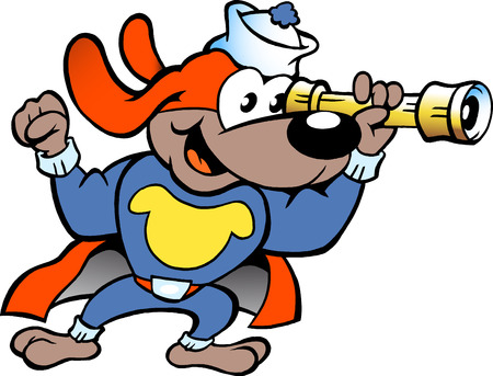 Hand-drawn illustration of an Happy Hero Sailor Watch Dogのイラスト素材