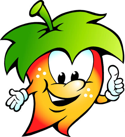 Hand-drawn illustration of an happy Fruit Vegetable Food Mascotのイラスト素材