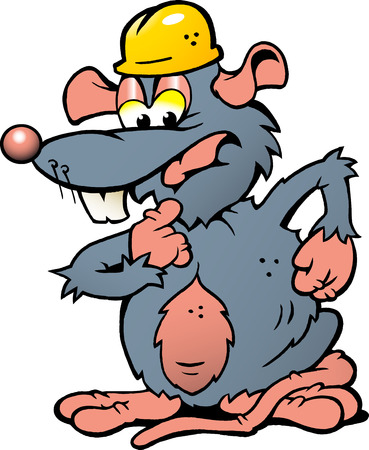 Hand-drawn Vector illustration of an wondering Rat with helmetのイラスト素材