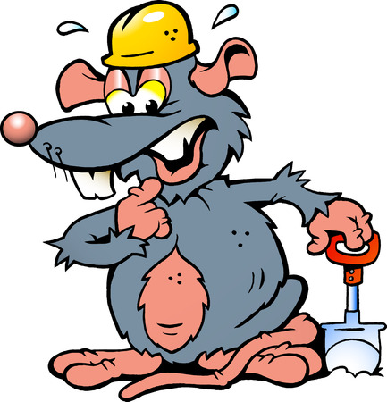 Hand-drawn Vector illustration of an Rat holding a Spadeのイラスト素材