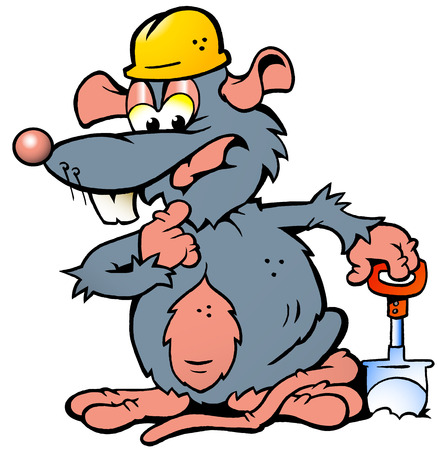 Hand-drawn Vector illustration of an Rat holding a Spadeのイラスト素材