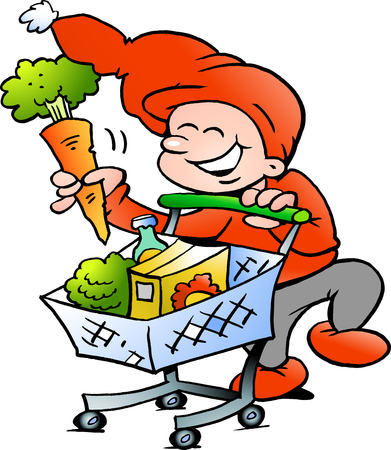 Hand-drawn Vector illustration of an Happy Christmas Elf on Shopping Tourのイラスト素材