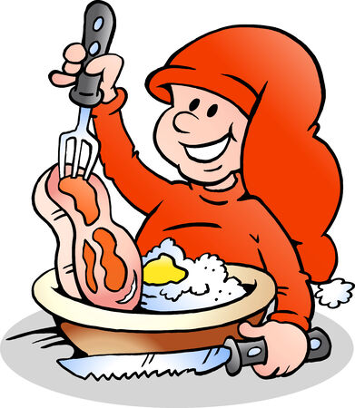 Hand-drawn Vector illustration of an Happy Christmas Elf Cookingのイラスト素材